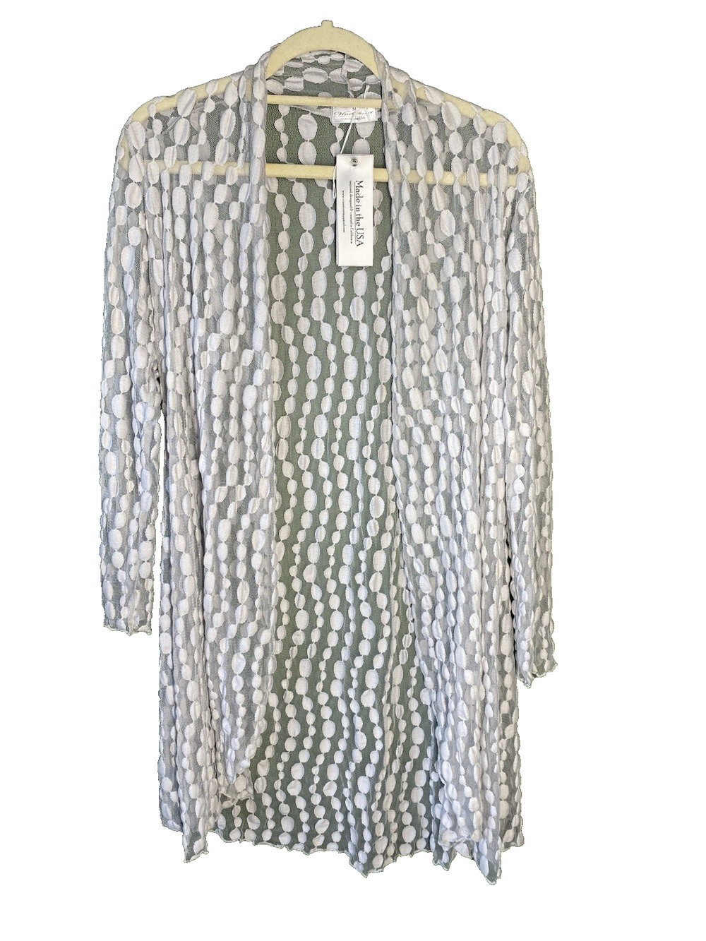 Vine Street Duster Womens Medium NEW Gray Sheer Lightweight Open Front Cardigan